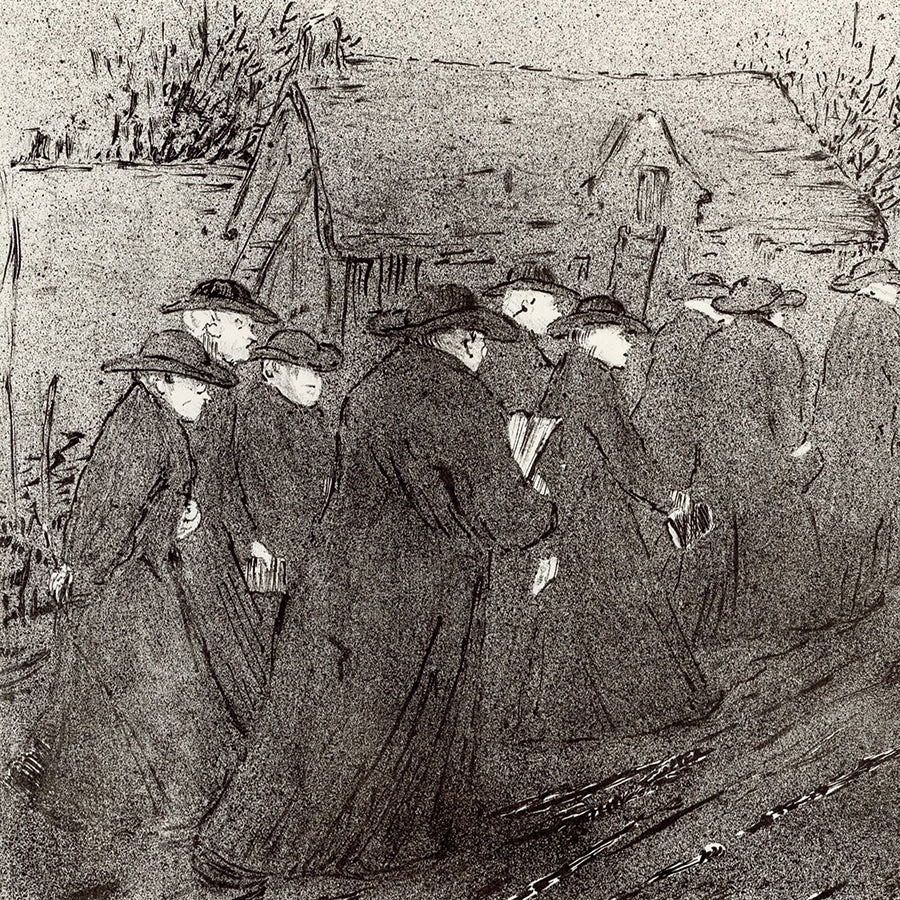 Jean-Emile LABOUREUR - The Seminary in Brittany - Le Séminaire en Bretagne - Lithograph - 1897 - detail