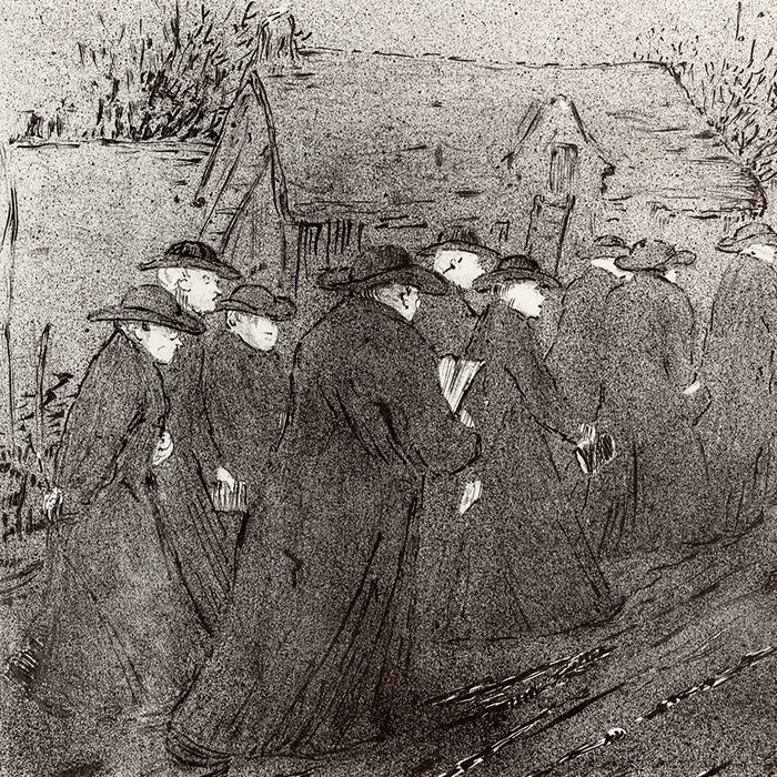 Jean-Emile LABOUREUR - The Seminary in Brittany - Le Séminaire en Bretagne - Lithograph - 1897 - detail