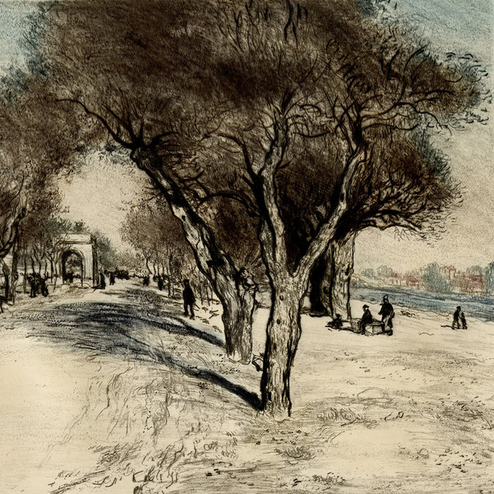 Jean-François RAFFAËLLI - La Route Ensoleillée - The Sunny Road - Color etching and drypoint - circa 1912 - detail