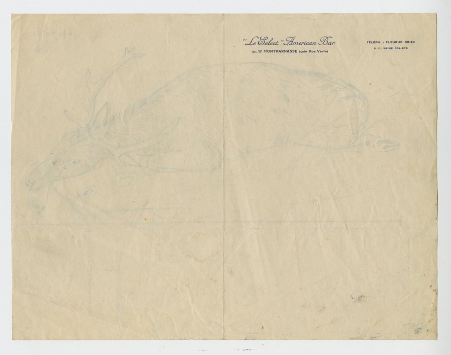 Joseph HECHT - Cerf Mourant - Menu du 17 mars 1928 - verso - 1928  (T)