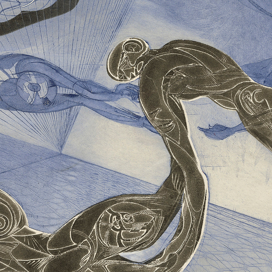 Letterio CALAPAI - Aerialists - Aquatint, collagraph, and etching - 1949 - detail