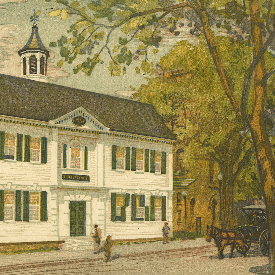 Louis Novak - Old Court House New London - Color Woodcut - detail