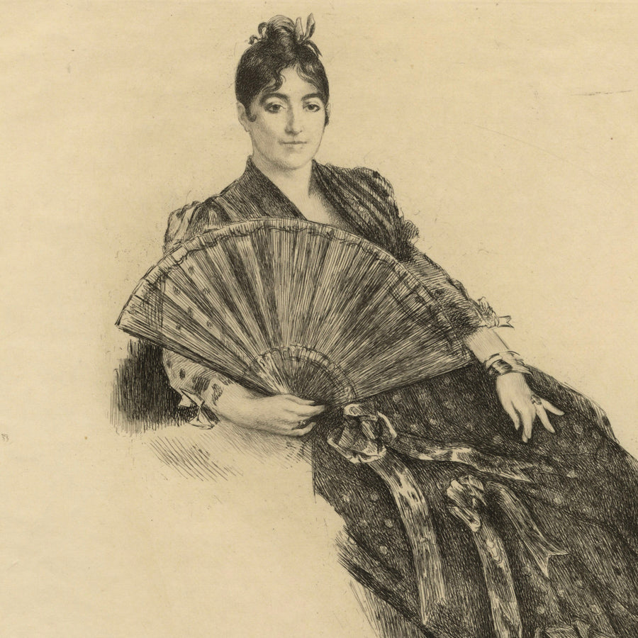 Marie Bracquemond - La Dame l’Eventail - Autoportrait  - detail