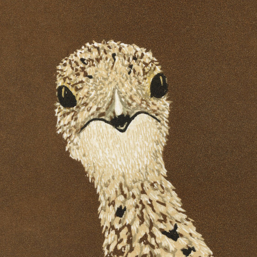 Monique Wales - Well Hello There - color linocut reduction - detail