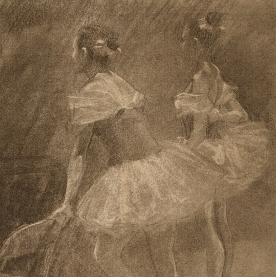 Onelio Marrero - Two Waiting Ballerinas - Etching and aquatint in brown ink - 2012 - detail