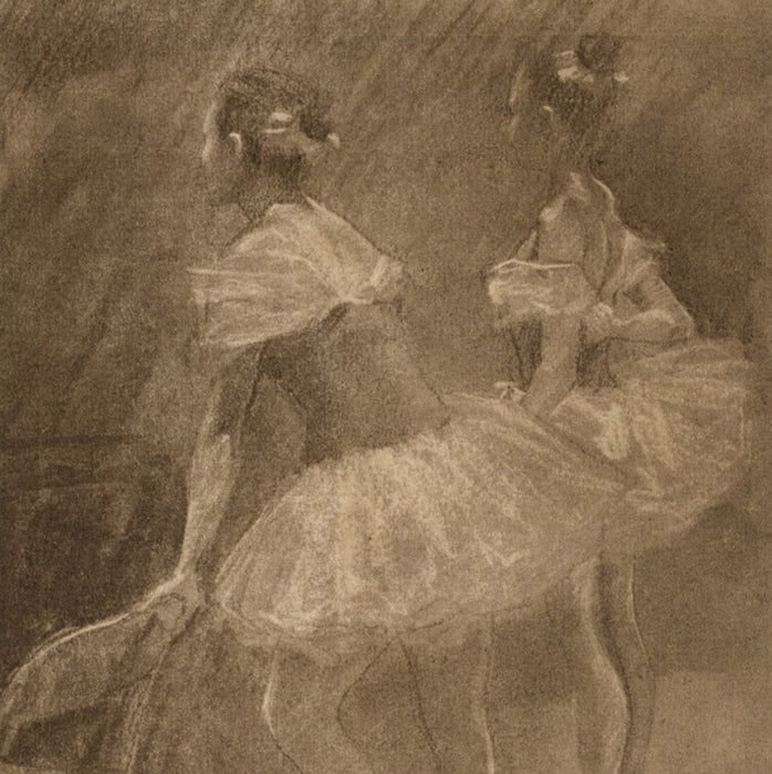 Onelio Marrero - Two Waiting Ballerinas - Etching and aquatint in brown ink - 2012 - detail