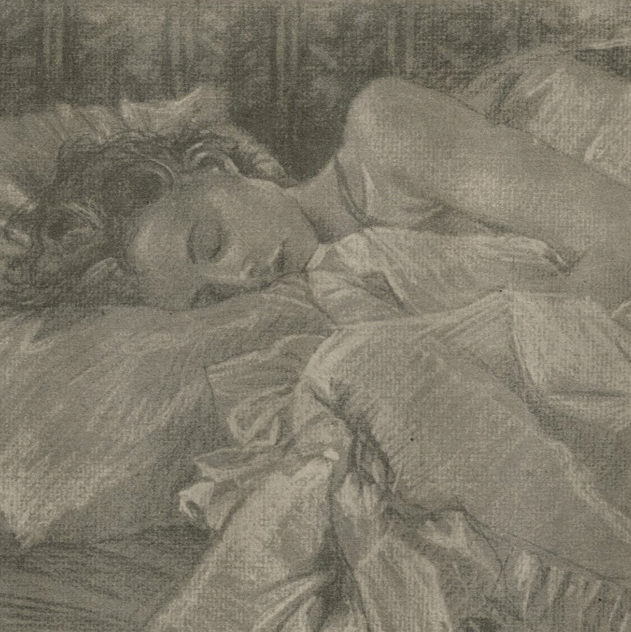 Onelio Marrero - Woman Sleeping - Etching in gray ink - 2013 - detail
