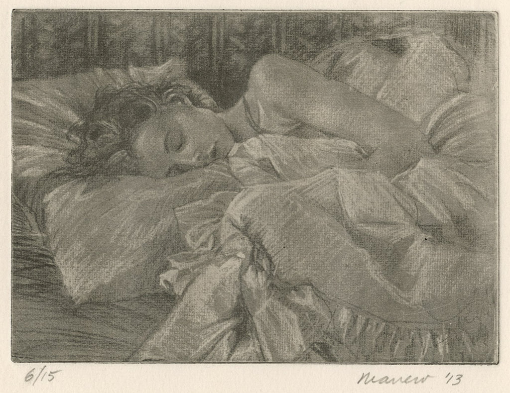 Onelio Marrero - Woman Sleeping - Etching in gray ink - 2013 ...