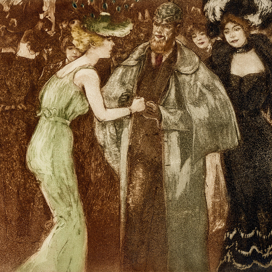 Richard RANFT - L’Anglais au Folies-Bergères - Color etching and aquatint - 1899 detail