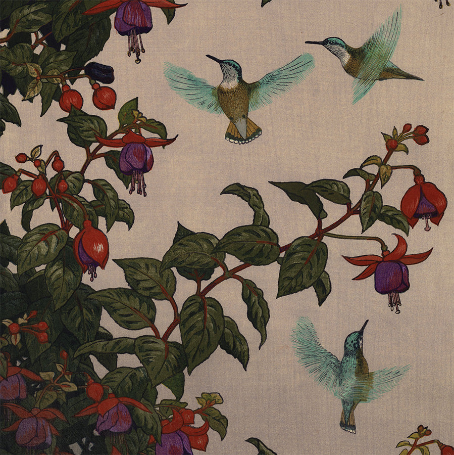Toshi Yoshida - Hummingbird and Fuchsia - modern Ukiyo-E - detail