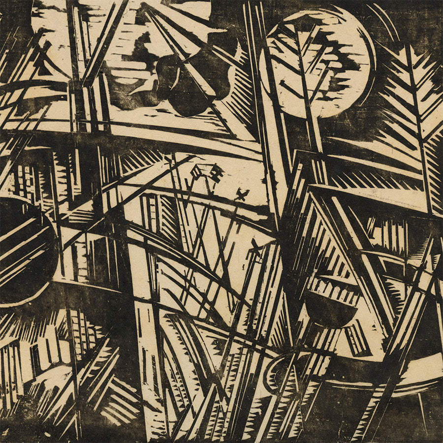 Werner Drewes - Dream in the Grass - Grass and Sun - woodcut 1932 - German Expressionism - Rose 77 - detail