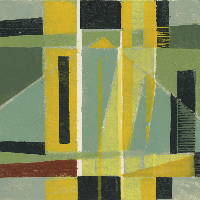 Werner Drewes - Dynamic Yellow - mid-century modern color woodcut - Rose 398 - detail