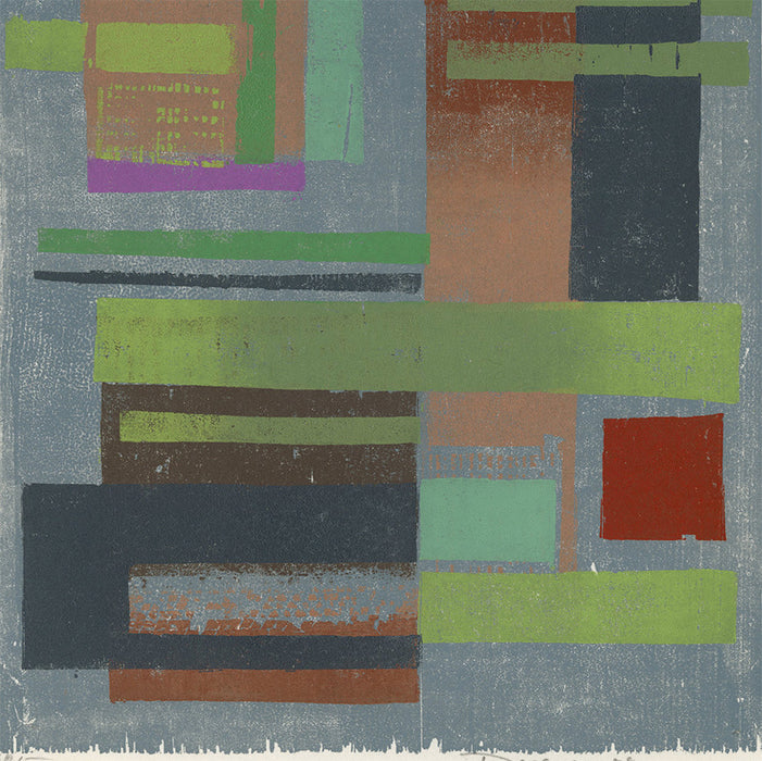 Werner Drewes - Equilibrium - color woodcut abstract 1978 - Rose 366 - detail