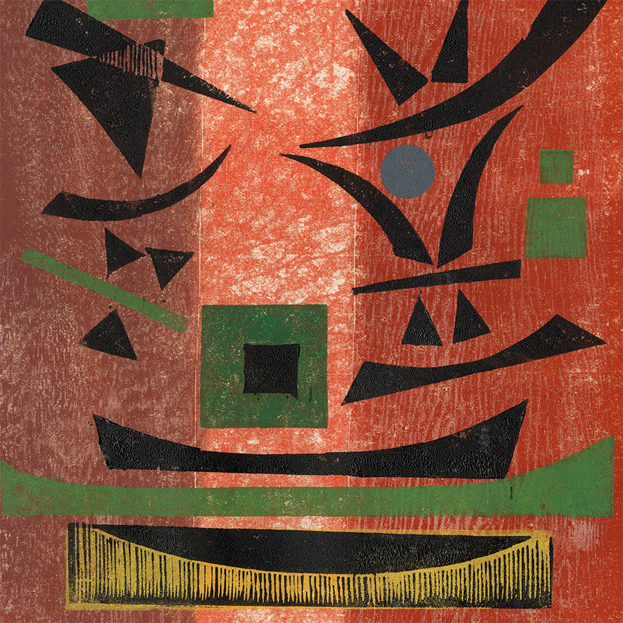 Werner Drewes - Playful Construction - color woodcut 1983 - Rose 411 - detail