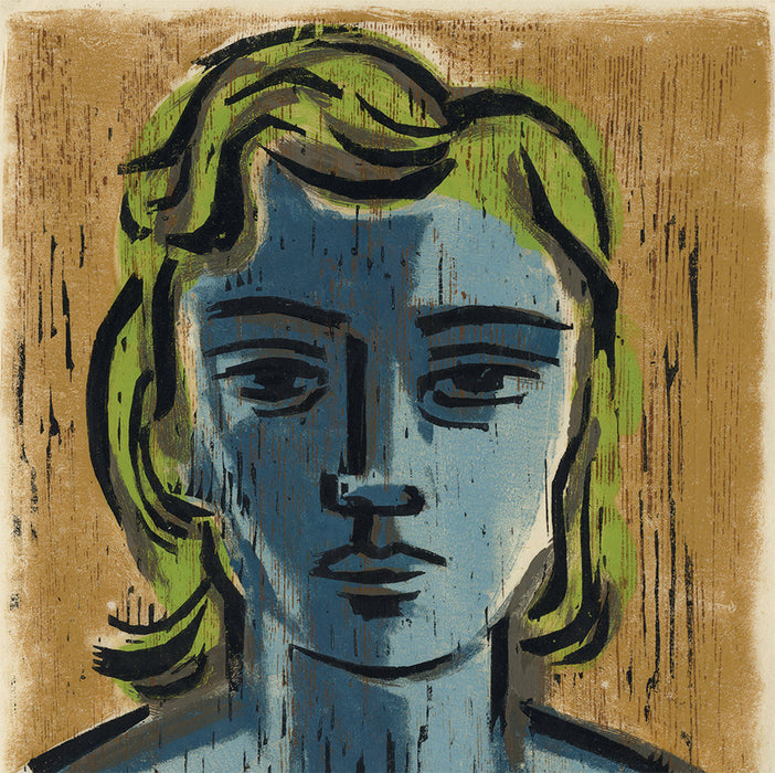 Werner Drewes - Sheilagh Head - color woodcut German Expressionst style - date 1951- Rose 142 