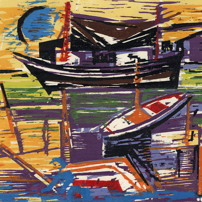 Werner Drewes - Southern Harbor - color woodcut 1961 - Rose 217 - detail