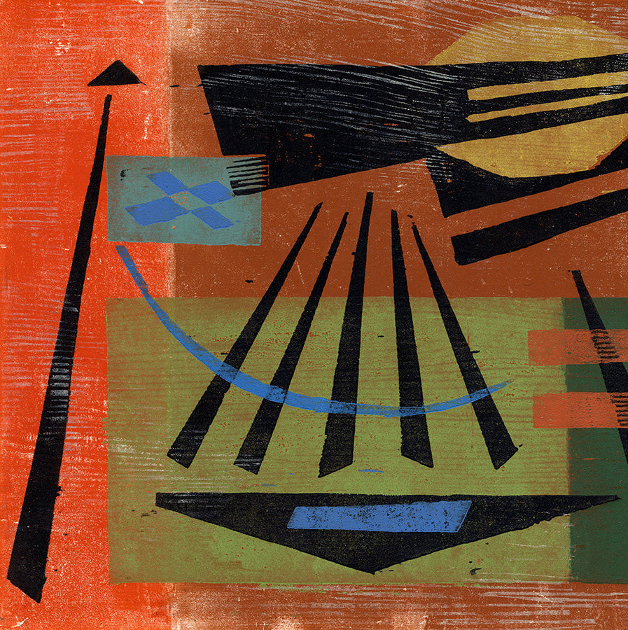 Werner Drewes - Summer Heat - 1978 - modernist color woodcut - detail