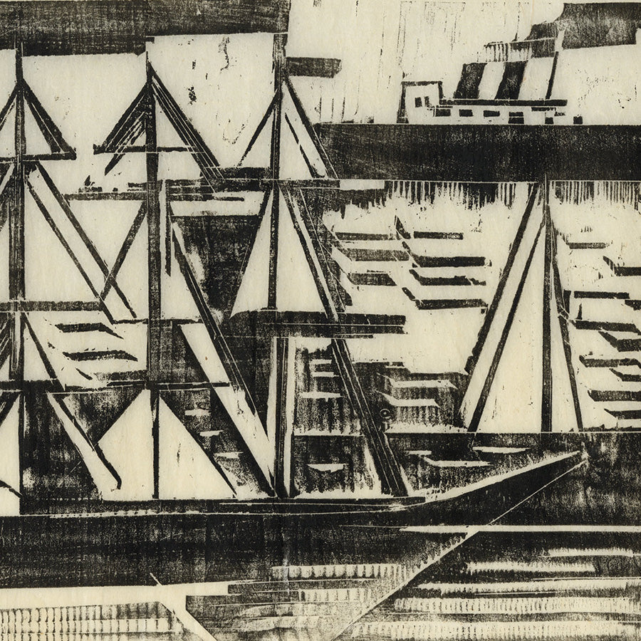 Werner Drewes - Three-Masted Schooner - woodcut 1931 - German Expressionism - Rose 60