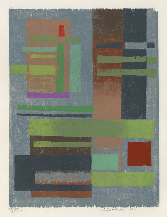 Color woodcut - by DREWES, Werner - titled: Equilibrium