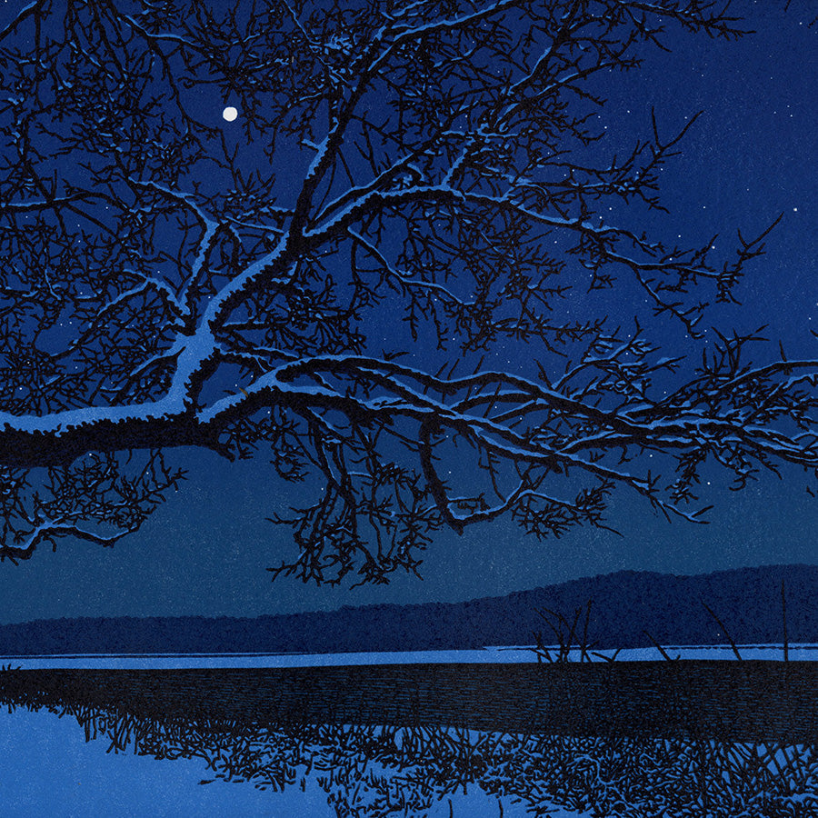 William H. Hays - Lapis Moon - color linocut reduction - 2024 - detail