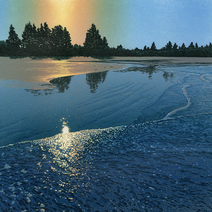 William HAYS - Incoming Tide - Color linocut on Stonehenge wove paper - 2024 - detail