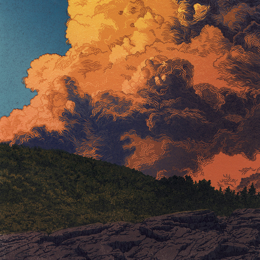 William HAYS - Last Light - Color linocut on Stonehenge wove paper - 2024 - detail