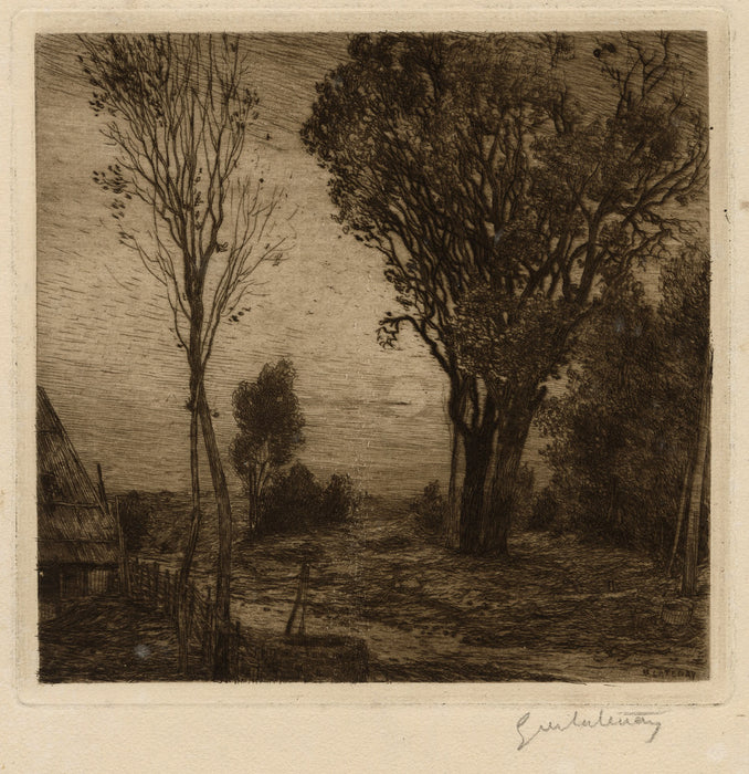 Gaston De latenay - Puits de Ferme par Soir de Pleine Lune Voilée - main 