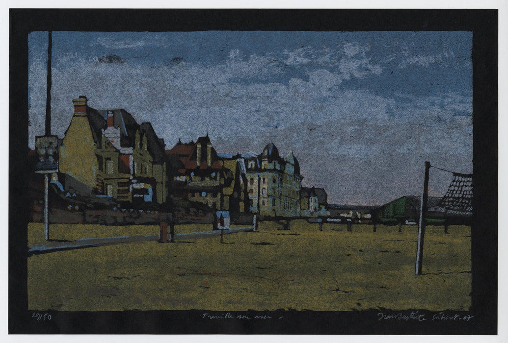 Color lithograph - by SECHERET, Jean-Baptiste - titled: Trouville-sur-Mer