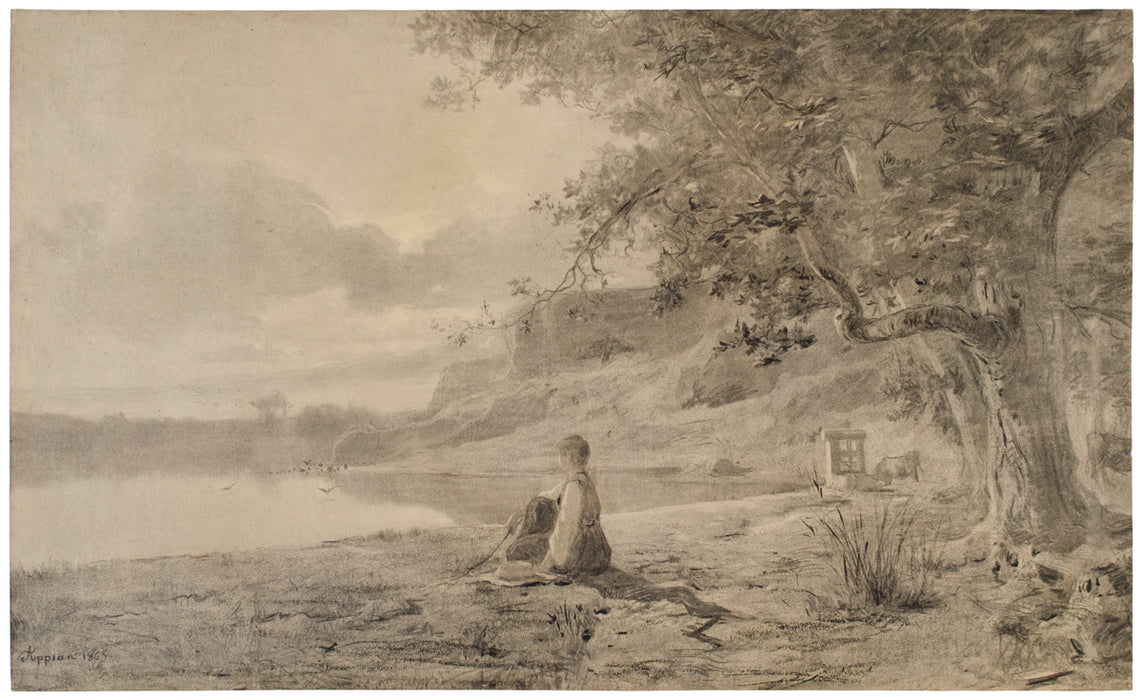 Adolphe Appian - Woman on the Bank of a Pond - main 