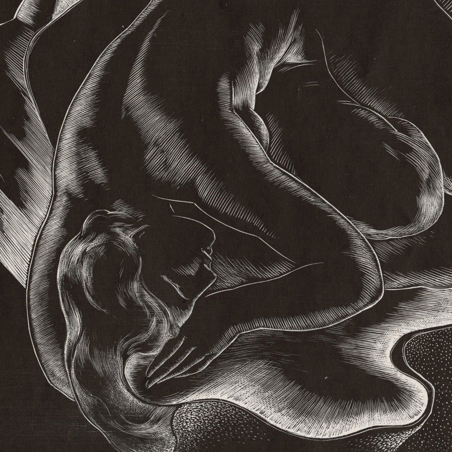 Alessandro Mastro-Valerio - In the Space - wood engraving nude - detail, 1944