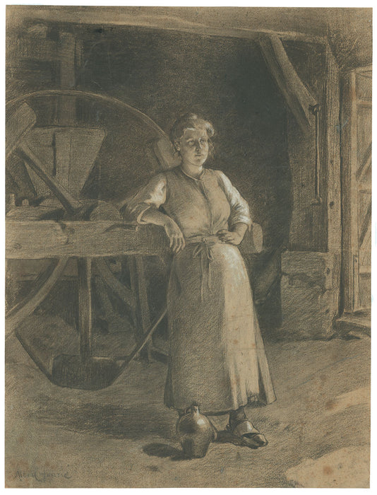 Alexandre Cabanel - La Femme du Meunier - Miller Wife - charcoal crayon chalk drawing - 19th century realism