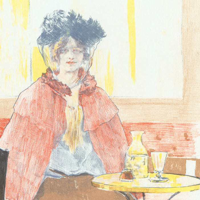 Alexandre Lunois - Buveuse d'Absinthe - Ansinthe Drinker - color lithograph - addiction - detail
