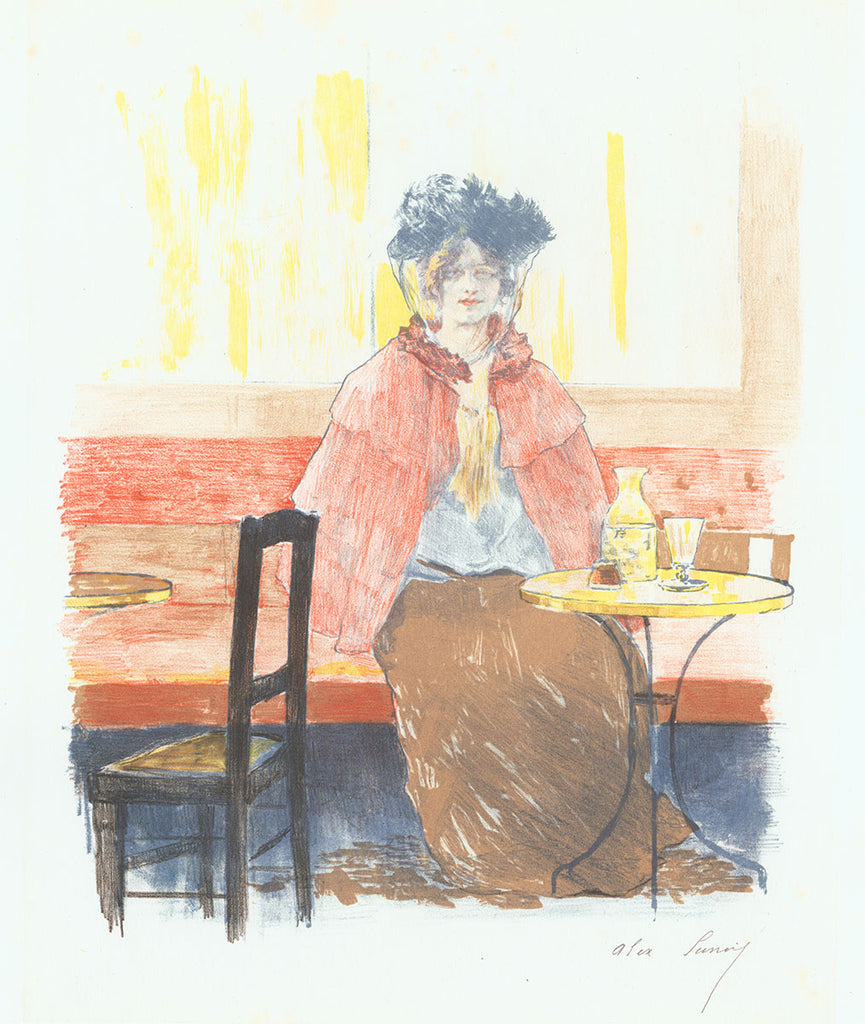Alexandre Lunois - Buveuse d'Absinthe - Ansinthe Drinker - color lithograph - addiction