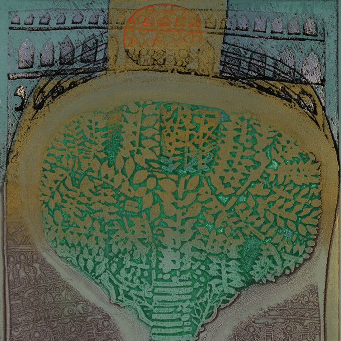 Arun BOSE – Tree in the Temple Garden - Color intaglio viscosity print on wove paper detail