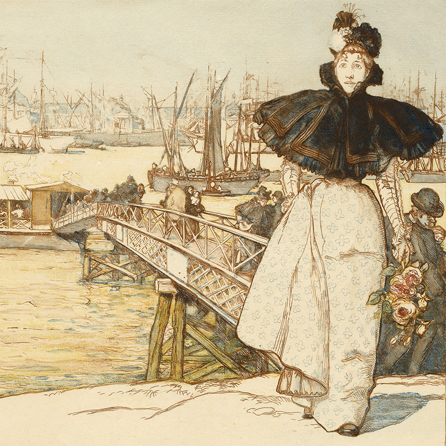 Auguste Lepere - Embarcadere sur la Garonne - color etching - detail