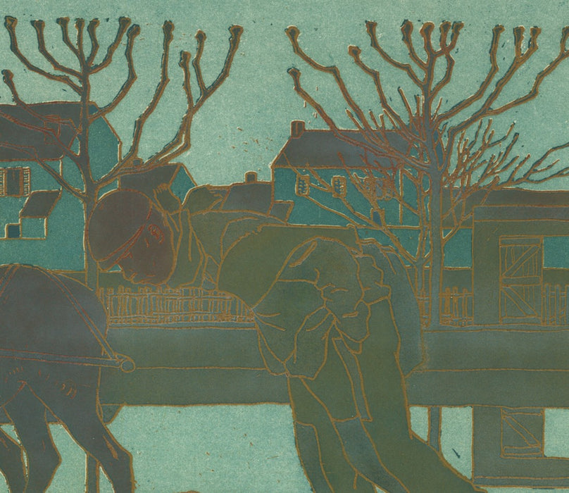 Bernard Boutet de Monvel - Les Anes - state proof - donkey canal town dusk - color aquatint and soft-ground etching