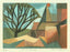 Bernard Brussel-Smith - Street in Collonges -color wood engraving