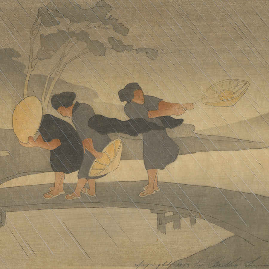 Bertha Lum - Wind and Rain - color woodcut 1913 - detail