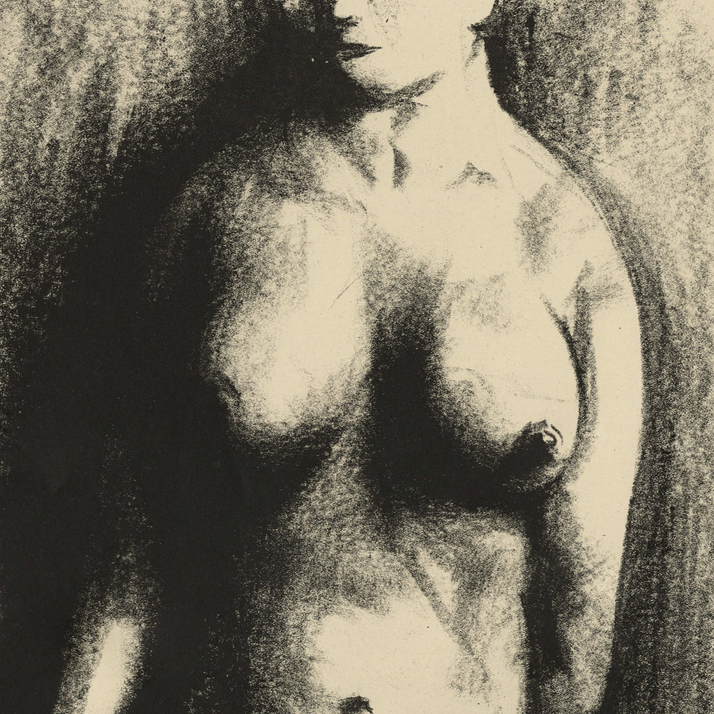Carl E Pickhardt - Nude - lithograph - nude woman torso - detail