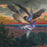 Ch Schiller Schuller - Bird of Prey Attaching a Pigeon in Flight - color woodcut