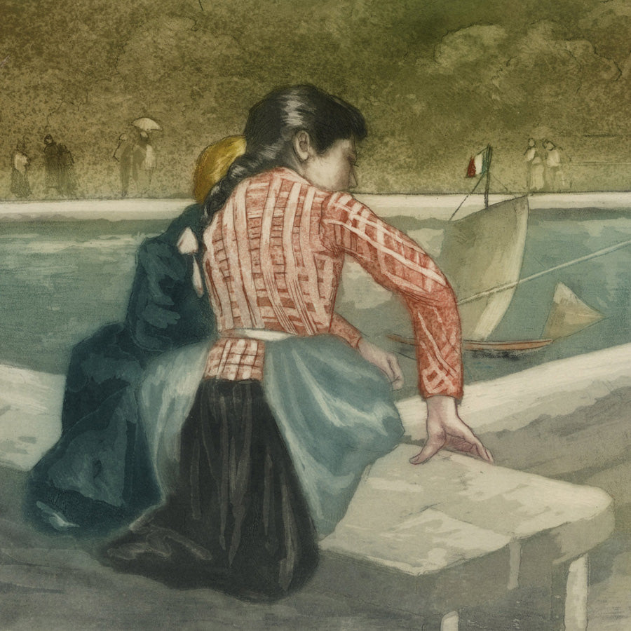 Charles MAURIN - Luxembourg Gardens - Le Jardin du Luxembourg - Color etching and aquatint on laid paper – 1900  - detail