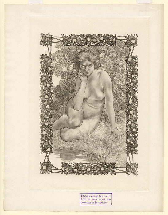 Charles Maurin - Femme Nue Assise - Eve - plate 3 - key plate - black only - sheet