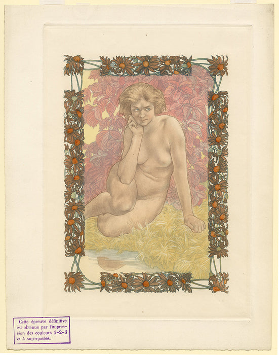 Charles Maurin - Femme Nue Assise - Eve - plates 1 2 3 4 - color - full sheet