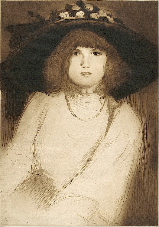 Edgar Chahine - Germaine de face en buste - modern woman portrait - Tabanelli 293 - drypoint