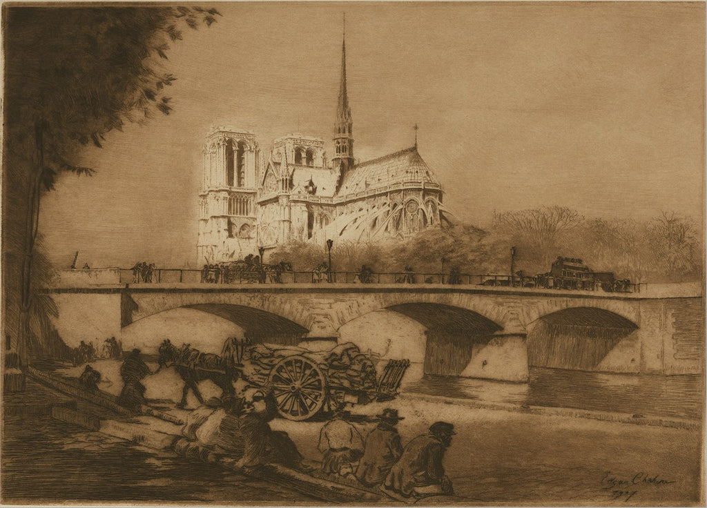 Edgar Chahine - LAbside de Notre-Dame de Paris - Church Apse - Tabanelli 265 - etching and drypoint