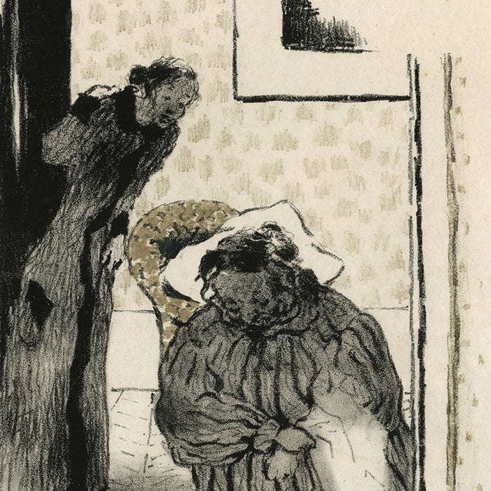 Edouard Vuillard - Sieste - Convalescence - lithograph of older woman in a chair - interior, muted