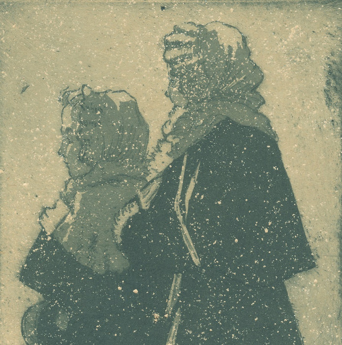 Color aquatint and etching - by DELATRE, Eugene - titled: Two Little Girls