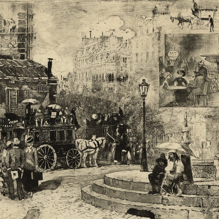 Felix Buhot - Place Pigalle en 1878 - Bourcard Goodfriend 129 - vie a Paris en 1880 - detail