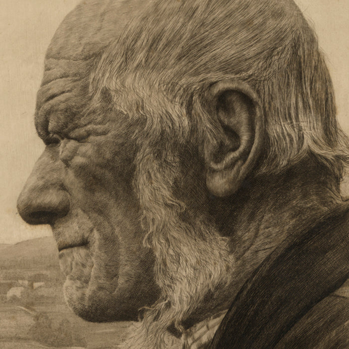 Georg JAHN-Alter Bauer mit Koteletten Seitenansich-Old Farmer with Sideburns Side View detail