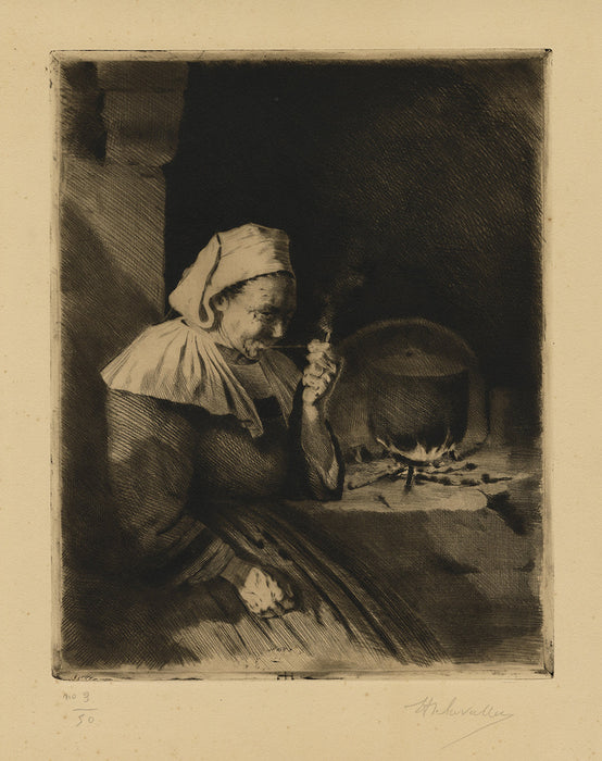 Henri Delavallee - Old Woman Smoking Her Pipe - main 